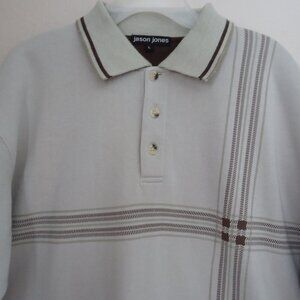 SIZE L. Jason Jones men's long sleeve sweatshirt with a 3 buttons collar.